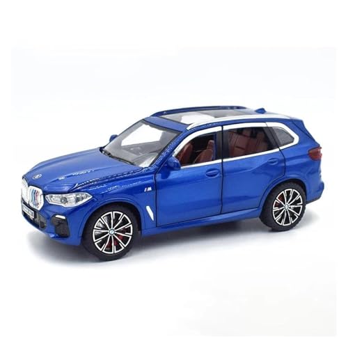 1 24 Für BMW X5 SUV Legierung Auto Diecast Spielzeug Fahrzeuge Auto Modell Sound Und Licht Ziehen Auto Spielzeug Geschenke Druckgussmodelle Motorfahrzeuge(Blau) von DUEVEL