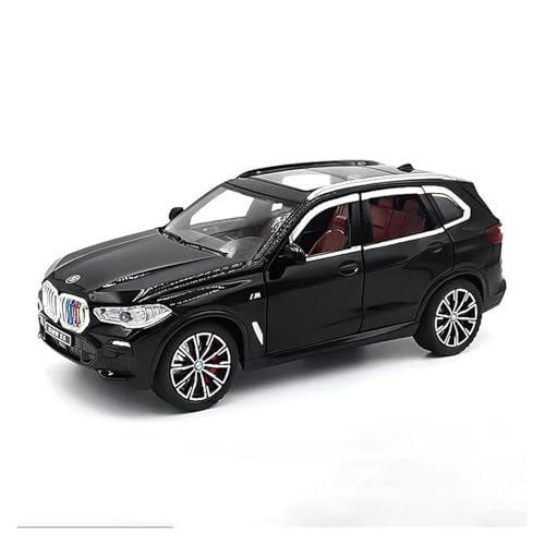 1 24 Für BMW X5 SUV Legierung Auto Diecast Spielzeug Fahrzeuge Auto Modell Sound Und Licht Ziehen Auto Spielzeug Geschenke Druckgussmodelle Motorfahrzeuge(Schwarz) von DUEVEL