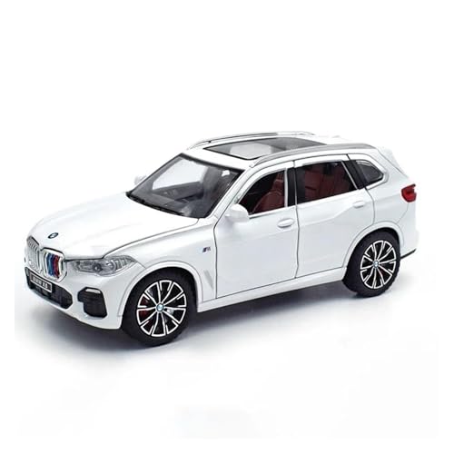 1 24 Für BMW X5 SUV Legierung Auto Diecast Spielzeug Fahrzeuge Auto Modell Sound Und Licht Ziehen Auto Spielzeug Geschenke Druckgussmodelle Motorfahrzeuge(White) von DUEVEL