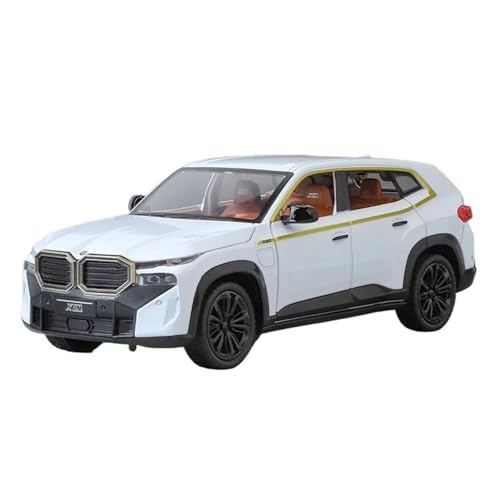 1 24 Für BMW XM SUV Legierung Auto Diecast Spielzeug Fahrzeuge Auto Modell Sound Und Licht Ziehen Auto Spielzeug Sammlerstücke Druckgussmodelle Motorfahrzeuge(White) von DUEVEL