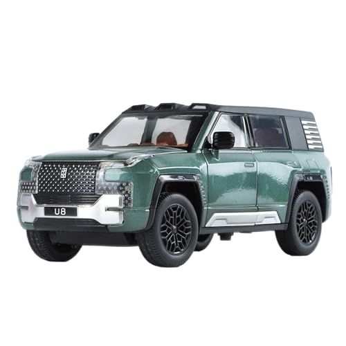 1 24 Für BYD Look UPAT U8 SUV Metall Spielzeug Fahrzeuge Sound Pull Back Licht Computer Desktop Ornamente Junge Geschenk Druckgussmodelle Motorfahrzeuge(Grün) von DUEVEL