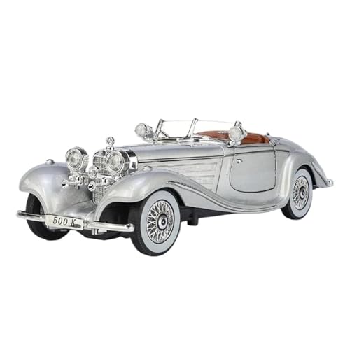 1 24 Für Benz 500K 1936 Legierung Auto Modell Metall Klassische Fahrzeug Auto Modell Simulation Sound Sammlung Spielzeug Druckgussmodelle Motorfahrzeuge(Silber) von DUEVEL