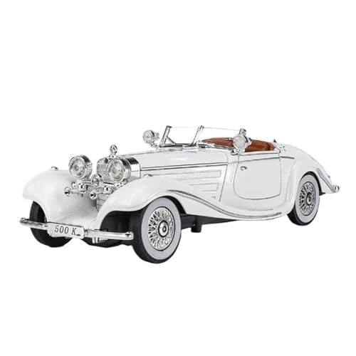 1 24 Für Benz 500K 1936 Legierung Auto Modell Metall Klassische Fahrzeug Auto Modell Simulation Sound Sammlung Spielzeug Druckgussmodelle Motorfahrzeuge(White) von DUEVEL