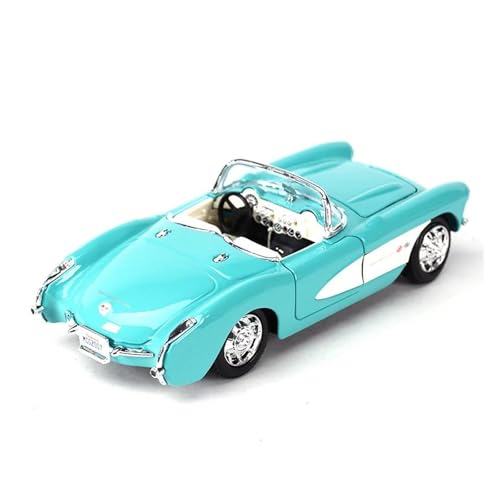 1 24 Für Chevrolet Corvette 1957 Sportwagen Statisches Druckguss-Modellauto Für Sammeln Spielzeug Druckgussmodelle Motorfahrzeuge(Blau) von DUEVEL