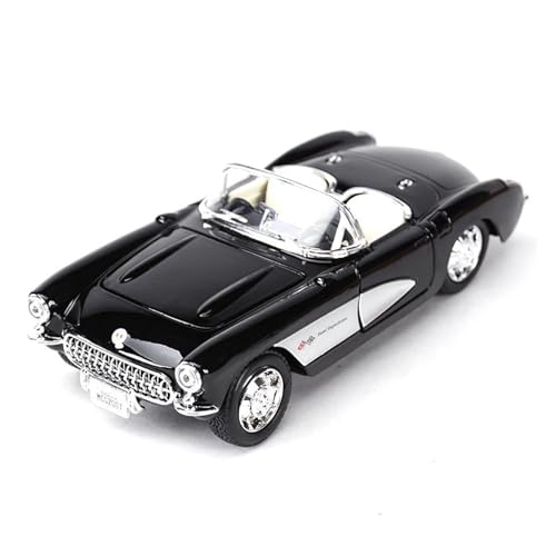 1 24 Für Chevrolet Corvette 1957 Sportwagen Statisches Druckguss-Modellauto Für Sammeln Spielzeug Druckgussmodelle Motorfahrzeuge(Schwarz) von DUEVEL