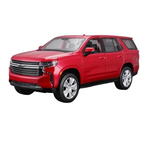 1 24 Für Chevrolet Tahoe SUV 2021 Geländewagen Automodell Druckguss-Modellauto-Sammlung Dekoration Ornamente Druckgussmodelle Motorfahrzeuge(Rot) von DUEVEL