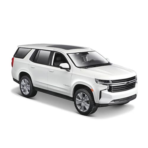 1 24 Für Chevrolet Tahoe SUV 2021 Geländewagen Automodell Druckguss-Modellauto-Sammlung Dekoration Ornamente Druckgussmodelle Motorfahrzeuge(White) von DUEVEL