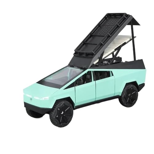 1 24 Für Cybertruck Pickup Legierung Camping RV Diecasts Metall Spielzeug Van Touring Wohnmobil Sound Licht Druckgussmodelle Motorfahrzeuge(Grün) von DUEVEL