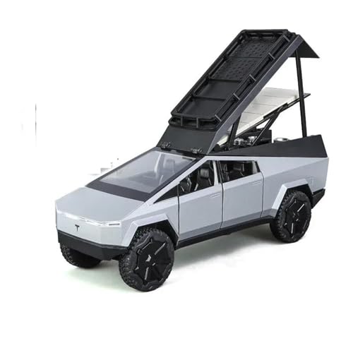 1 24 Für Cybertruck Pickup Legierung Camping RV Diecasts Metall Spielzeug Van Touring Wohnmobil Sound Licht Druckgussmodelle Motorfahrzeuge(White) von DUEVEL