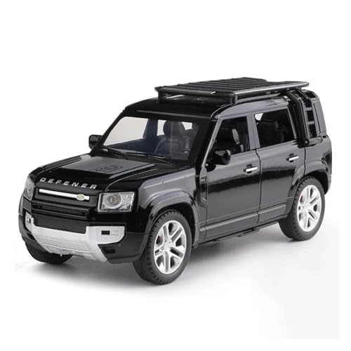 1 24 Für Defender 110 SUV Legierung Druckguss Metall Maßstab Auto Modell Sammlung Sound Licht Geländewagen Auto Geschenke Druckgussmodelle Motorfahrzeuge(Schwarz) von DUEVEL