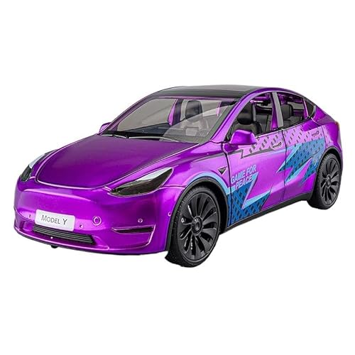 1 24 Für Druckguss-Metall-Tesla-Modellautomodell Legierung onsauto Modellauto Spielzeug Ornament Erwachsenenkollektion Druckgussmodelle Motorfahrzeuge(Purple) von DUEVEL