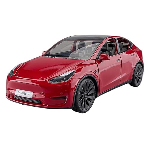 1 24 Für Druckguss-Metall-Tesla-Modellautomodell Legierung onsauto Modellauto Spielzeug Ornament Erwachsenenkollektion Druckgussmodelle Motorfahrzeuge(Rot) von DUEVEL