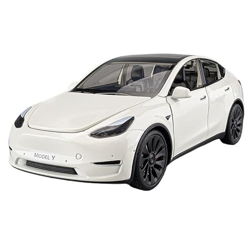 1 24 Für Druckguss-Metall-Tesla-Modellautomodell Legierung onsauto Modellauto Spielzeug Ornament Erwachsenenkollektion Druckgussmodelle Motorfahrzeuge(White) von DUEVEL