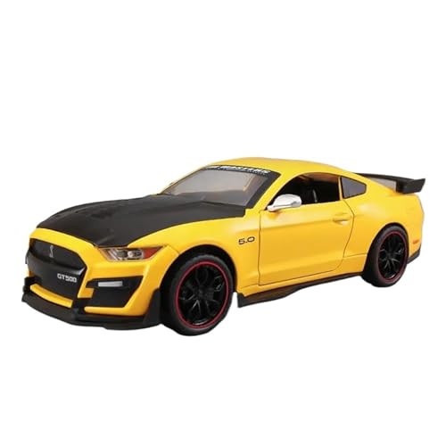 1 24 Für Ford Mustang GT Viper Shelby GT500 Legierung Auto Modell Diecast Metall Racing Auto Fahrzeuge Modell Sound Licht Druckgussmodelle Motorfahrzeuge(Yellow) von DUEVEL