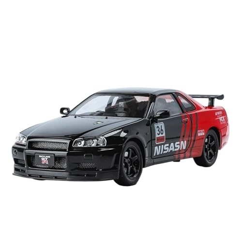 1 24 Für GTR R34 Speed ​​​​and Furious Super Racing-Legierungsdruckguss-Modellauto Mit Sound Und Licht Druckgussmodelle Motorfahrzeuge(Black with Box) von DUEVEL