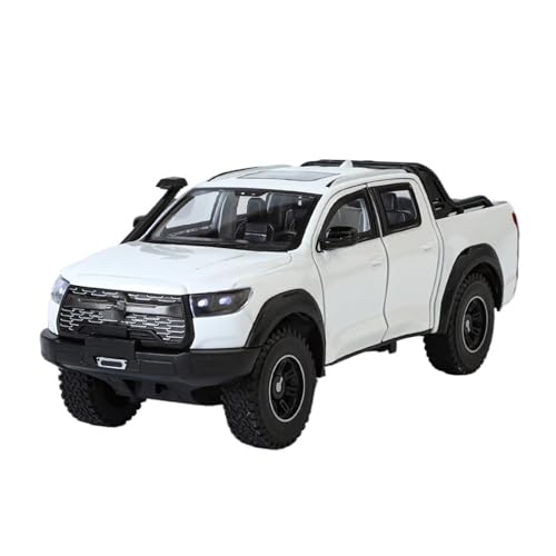 1 24 Für Great Wall Motor GWM Kanone POER Off Road SUV Legierung Druckguss Auto Modell Sound & Licht Sammlung Druckgussmodelle Motorfahrzeuge(White) von DUEVEL