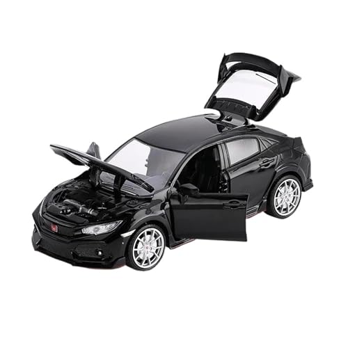1 24 Für Honda Civic Type R Legierung Rennen Hyper Auto Modell Sound Licht Pull Back Fahrzeuge Enthusiasten Junge Geschenk Druckgussmodelle Motorfahrzeuge(Schwarz) von DUEVEL