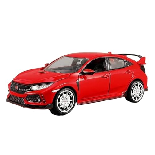 1 24 Für Honda Civic Type-R Legierung Sportwagen Modell Diecast Spielzeug Fahrzeug Metall Rennwagen Modell Sound Und Licht Druckgussmodelle Motorfahrzeuge(Rot) von DUEVEL