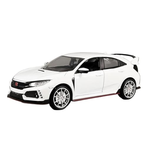 1 24 Für Honda Civic Type-R Legierung Sportwagen Modell Diecast Spielzeug Fahrzeug Metall Rennwagen Modell Sound Und Licht Druckgussmodelle Motorfahrzeuge(White) von DUEVEL
