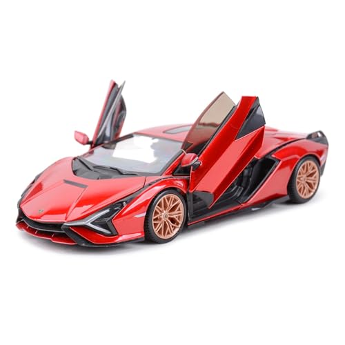 1 24 Für Lamborghini Sian FKP 37 Rot Sportwagen Statisch Die-cast Auto Modell Geschenk Sammlung Spielzeug Auto Druckgussmodelle Motorfahrzeuge(Taglia unica) von DUEVEL