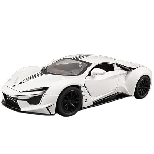 1 24 Für Lykan Hypersport Legierung Sportwagen Druckguss Metall Rennwagen Modell Simulation Sound Und Licht Spielzeug Druckgussmodelle Motorfahrzeuge(White) von DUEVEL