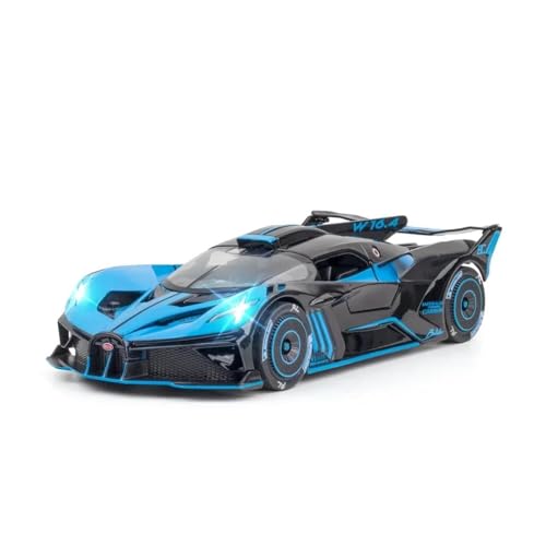 1 24 Für Maßstab Bugatti Bolide Sportwagen Spielzeugmodelle Legierung Druckguss Fahrzeuge Sound Licht Supercar Druckgussmodelle Motorfahrzeuge(Blau) von DUEVEL