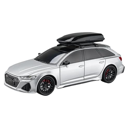 1 24 Für Maßstabsgetreue Audi RS6 Modellautos Aus Legierung, Druckguss, Geöffnet, Sound, Licht, Zurückziehbare Ornamente Druckgussmodelle Motorfahrzeuge(White) von DUEVEL