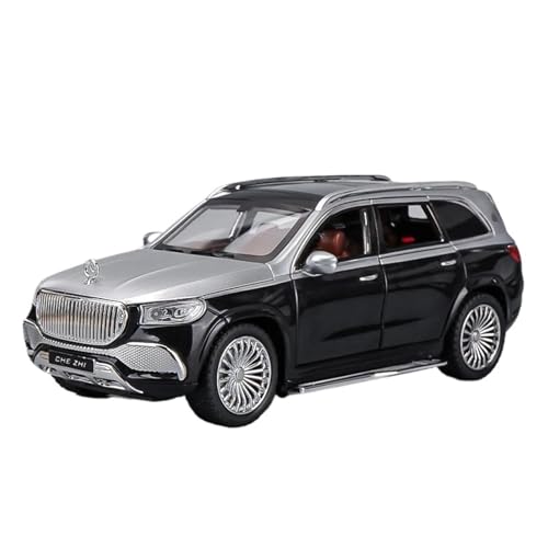 1 24 Für Maybach GLS600 SUV Legierung Druckguss Spielzeug Fahrzeuge Spielzeug Auto Modell Sound Und Licht Sammlung Druckgussmodelle Motorfahrzeuge(Silber) von DUEVEL