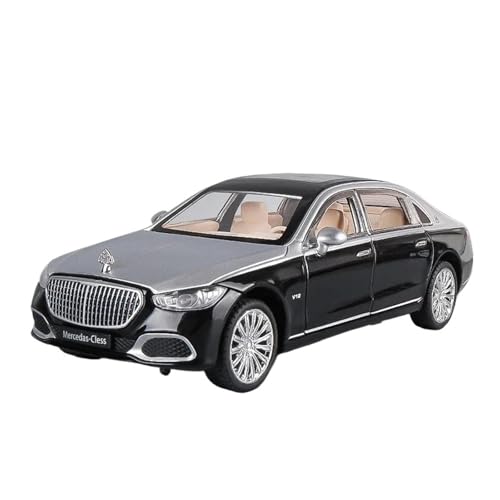 1 24 Für Maybach S680 Sound- Und Licht-Rückziehsimulationsautomodell Mini-Fahrzeug-Modellauto Aus Druckgussmetall Druckgussmodelle Motorfahrzeuge(Black Silver) von DUEVEL