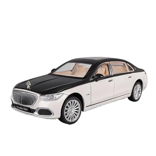1 24 Für Maybach S680 Sound- Und Licht-Rückziehsimulationsautomodell Mini-Fahrzeug-Modellauto Aus Druckgussmetall Druckgussmodelle Motorfahrzeuge(White Black) von DUEVEL