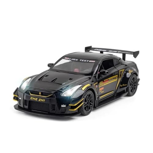 1 24 Für Nissan GTR R35 Diecast Spielzeug Fahrzeuge Metall Spielzeug Auto Modell Pull Back Sammlung Junge Spielzeug Druckgussmodelle Motorfahrzeuge(Schwarz) von DUEVEL