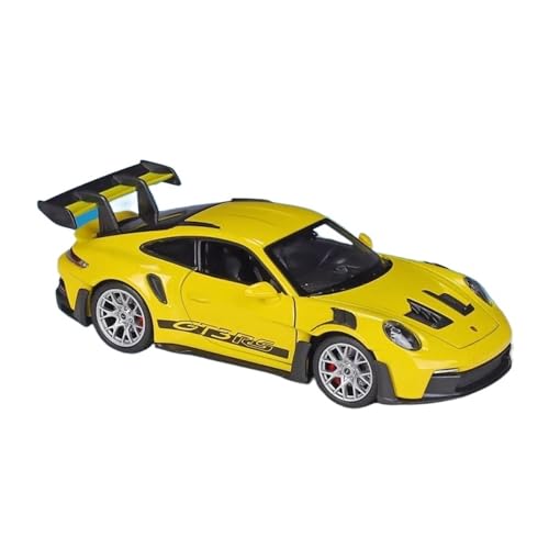 1 24 Für Porsche 911 GT3 RS Legierung Sportwagen Modell Druckguss Metall Track Racing Fahrzeuge Auto Modell Sammlerstücke Druckgussmodelle Motorfahrzeuge(Yellow) von DUEVEL