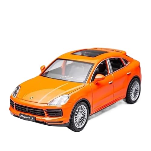 1 24 Für Porsche Cayenne S Turbo SUV Legierung Auto Modell Diecast Metall Spielzeug Auto Modell Sound Licht Sammlung Druckgussmodelle Motorfahrzeuge(Orange) von DUEVEL