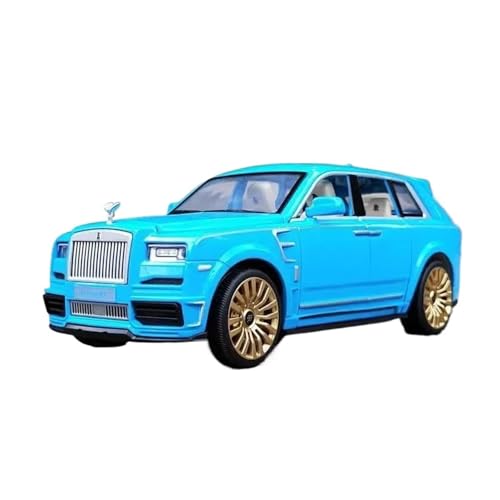 1 24 Für Rolls Royce Cullinan Black Badge SUV Legierung Automodell Druckguss Sound Und Licht Geschenke Sammler Ornament Druckgussmodelle Motorfahrzeuge(Blau) von DUEVEL
