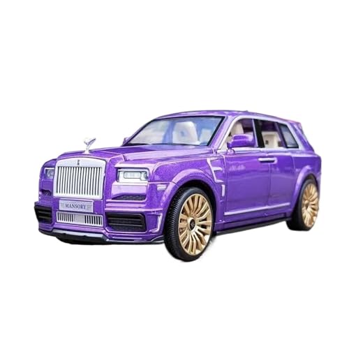 1 24 Für Rolls Royce Cullinan Black Badge SUV Legierung Automodell Druckguss Sound Und Licht Geschenke Sammler Ornament Druckgussmodelle Motorfahrzeuge(Purple) von DUEVEL
