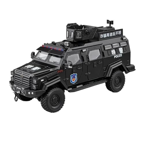 1 24 Für Schwertzahntiger Gepanzerte Fahrzeuge Modell Druckguss Metall Spielzeug Polizei Explosionsgeschütztes Automodell Ton Licht Druckgussmodelle Motorfahrzeuge(Schwarz) von DUEVEL