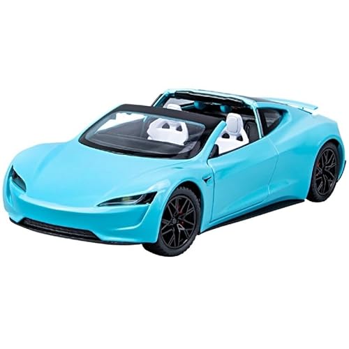 1 24 Für Skala Sterben Metall Tesla Roadster Alloy Car Model Ornament Sport Car Toys Classic Cabrio Car Druckgussmodelle Motorfahrzeuge(Blau) von DUEVEL