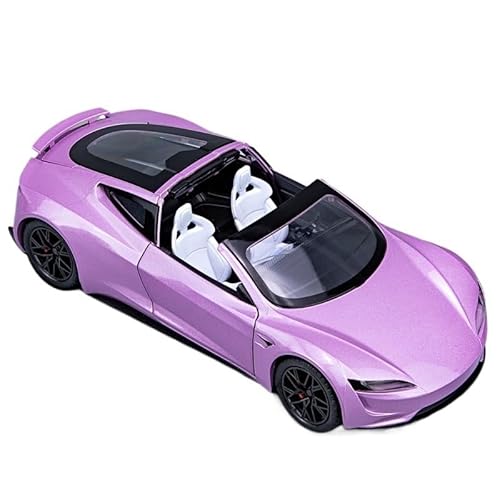 1 24 Für Skala Sterben Metall Tesla Roadster Alloy Car Model Ornament Sport Car Toys Classic Cabrio Car Druckgussmodelle Motorfahrzeuge(Purple) von DUEVEL