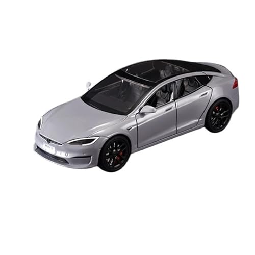 1 24 Für Tesla Model S Hochsimulation Metallgussmodell Mit Klang, Licht Und Rückzugsfunktion Zum Sammeln Druckgussmodelle Motorfahrzeuge(Gray) von DUEVEL