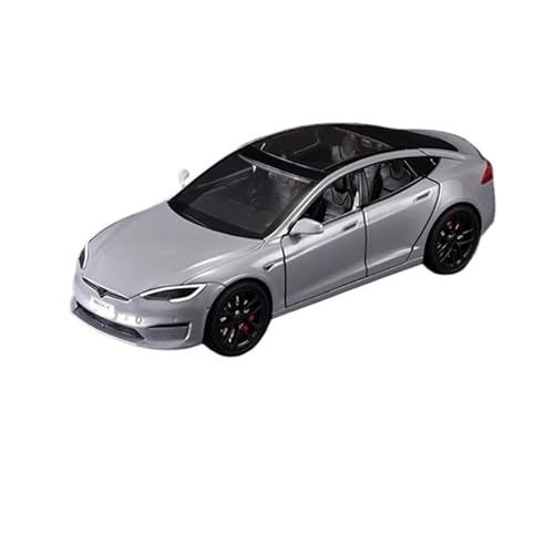 1 24 Für Tesla Model S Simulation Legierung Auto Diecast Metall Modell Auto Sound Licht Spielzeug Display Erweiterte Modell Ornamente Druckgussmodelle Motorfahrzeuge(Gray) von DUEVEL
