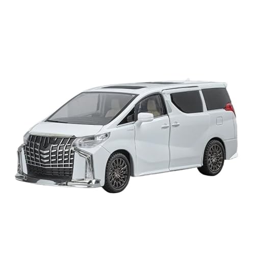 1 24 Für Toyota Alphard MPV Automodell Mit Schlüssel, Ton, Licht, Druckguss-Spielzeugfahrzeugsammlung, Miniatur-Voiture Druckgussmodelle Motorfahrzeuge(White) von DUEVEL