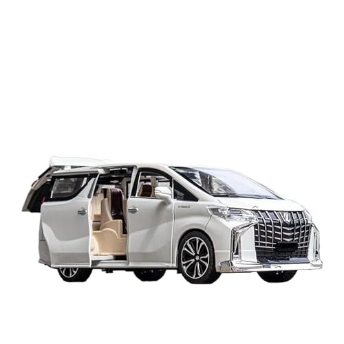 1 24 Für Toyota Alphard MPV Legierung Auto Druckguss Metall Fahrzeuge Modell Sammlung Sound Licht Simulation Spielzeug Druckgussmodelle Motorfahrzeuge(White) von DUEVEL