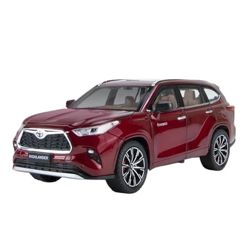 1 24 Für Toyota Highlander Diecast Metall Legierung Modell Auto Sound Licht Pull Back Sammlung Auto Enthusiasten Geschenke Druckgussmodelle Motorfahrzeuge(Rot) von DUEVEL