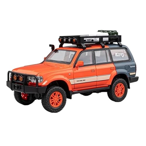 1 24 Für Toyota Land Cruiser LC80 SUV Legierung Diecast Modell Zurückziehen Spielzeug Dekorative Trendige Ornamente Druckgussmodelle Motorfahrzeuge(Orange) von DUEVEL