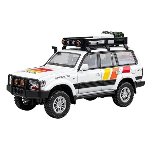 1 24 Für Toyota Land Cruiser LC80 SUV Legierung Diecast Modell Zurückziehen Spielzeug Dekorative Trendige Ornamente Druckgussmodelle Motorfahrzeuge(White) von DUEVEL