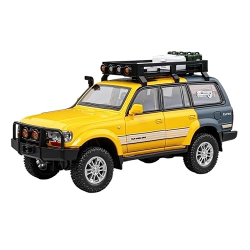 1 24 Für Toyota Land Cruiser LC80 SUV Legierung Diecast Modell Zurückziehen Spielzeug Dekorative Trendige Ornamente Druckgussmodelle Motorfahrzeuge(Yellow) von DUEVEL