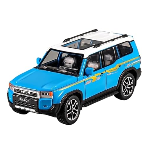 1 24 Für Toyota Land Cruiser Prado LC250 SUV Legierung Druckguss Spielzeug Auto Modell Sound Und Licht Spielzeug Sammlerstück Druckgussmodelle Motorfahrzeuge(Blau) von DUEVEL