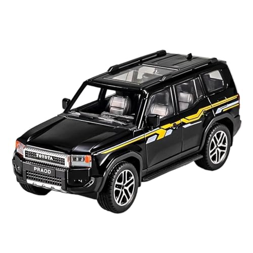 1 24 Für Toyota Land Cruiser Prado LC250 SUV Legierung Druckguss Spielzeug Auto Modell Sound Und Licht Spielzeug Sammlerstück Druckgussmodelle Motorfahrzeuge(Schwarz) von DUEVEL