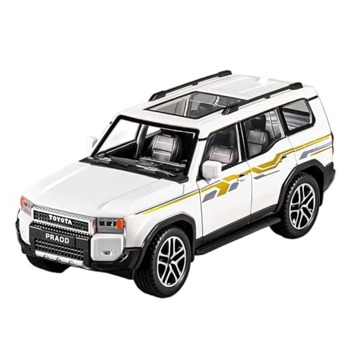 1 24 Für Toyota Land Cruiser Prado LC250 SUV Legierung Druckguss Spielzeug Auto Modell Sound Und Licht Spielzeug Sammlerstück Druckgussmodelle Motorfahrzeuge(White) von DUEVEL