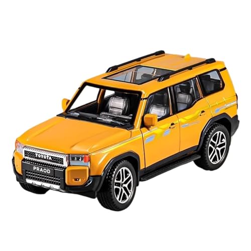 1 24 Für Toyota Land Cruiser Prado LC250 SUV Legierung Druckguss Spielzeug Auto Modell Sound Und Licht Spielzeug Sammlerstück Druckgussmodelle Motorfahrzeuge(Yellow) von DUEVEL